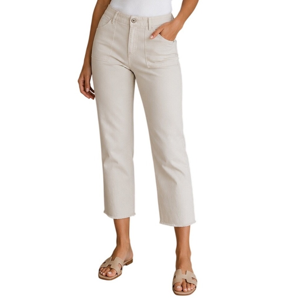 J.Jill Denim Beige Tan High Rise Straight Leg Jeans‎ Women's 14